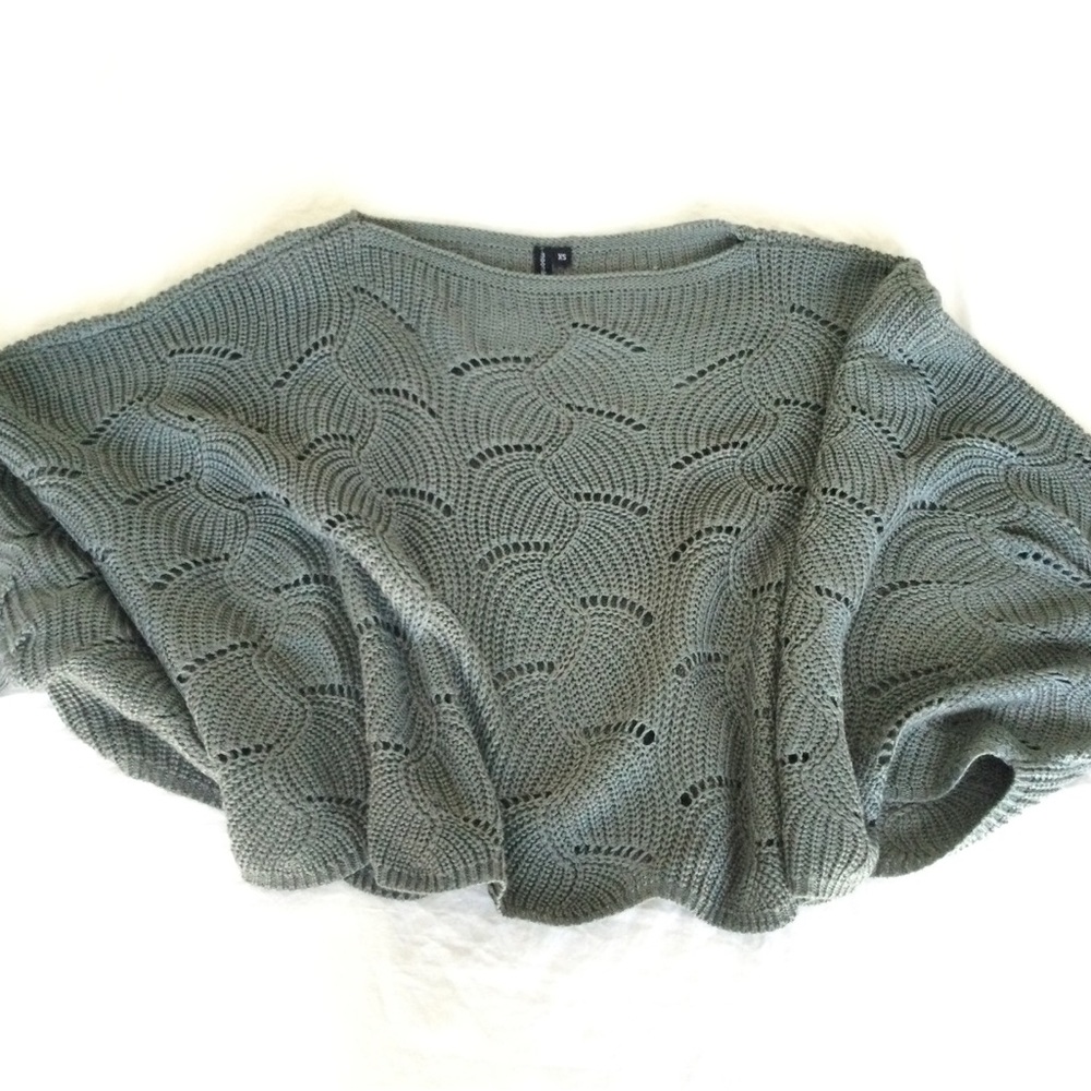 PRICE DROP! Moss Green Poncho with Sleeves